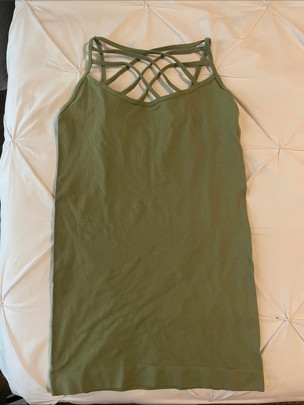 Zenana Outfitters Olive Strappy Lattice Tank
